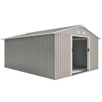 Outsunny 13 x 11ft Garden Shed Storage with Foundation Kit & Vents Light Grey