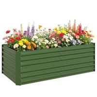 (180 x 90 x 59 cm, Green) Outsunny Galvanised Raised Bed for Garden