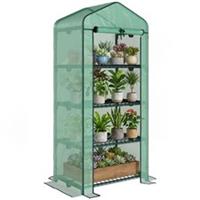 Outsunny Portable 4-Tier Mini Greenhouse Plant Grow House Shed w/ Cover