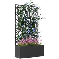 Outsunny Metal Raised Garden Bed with Trellis, Outdoor Elevated Planter Box