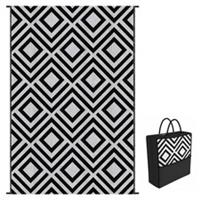 Outsunny Reversible Waterproof Outdoor Rug W/ Carry Bag, 182 x 274 cm, Black