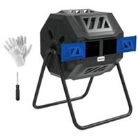 (Blue, 160L) Outsunny Outdoor Tumbling Compost Bin with Dual Chamber