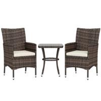Outsunny Rattan Bistro Set Garden Chair Table Patio Outdoor, Brown