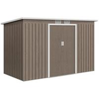 Outsunny 9 x 4FT Metal Garden Storage Shed w/ 2 Door, Light Grey Wood Grain
