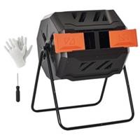 (Orange, 160L) Outsunny Outdoor Tumbling Compost Bin with Dual Chamber