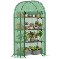 Outsunny 80 x 49 x 160cm Mini Greenhouse Portable Green House with Shelf Green