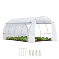 Outsunny 4 x 3 x 2 m Polytunnel Greenhouse Pollytunnel Tent w/ Steel Frame White