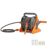 Outsunny Portable Garden Hose Reel, 20+2 m Wall Mounted Hose Reel, Orange