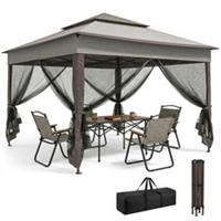 Outsunny Garden Folding Tent Heavy Duty Pop Up Gazebo for Party Dark Grey