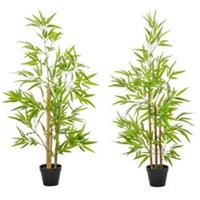 Outsunny Set of 2 120cm/4FT Artificial Bamboo Trees Plant w/ Pot Indoor