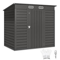 Outsunny 6.3 x 4.3FT Galvanised Metal Garden Shed with Lockable Door, Grey