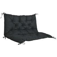 Outsunny 2 Seater Garden Bench Cushion Outdoor Seat Pad with Ties Black