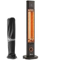 Outsunny 2000 W Electric Infrared Patio Heater with Cover, IP65, Black