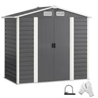 Outsunny 7 x 4ft Upgraded Metal Shed with Lock, Easy to Assemble, Dark Grey