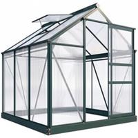 Outsunny 6x6ft Walk-In Polycarbonate Greenhouse Plant Grow Galvanized Aluminium