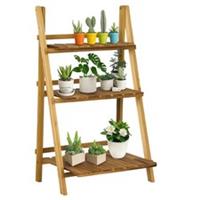 Outsunny Flower Stand 3 Tier Ladder Fold Shelf Herb Holder Display Wood