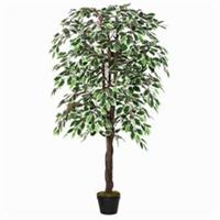 Outsunny 160cm/5.2FT Artificial Ficus Tree Fake Plant in Pot Indoor