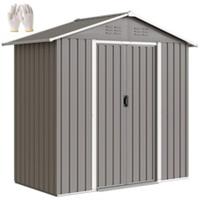 Outsunny 6.5x3.5ft Metal Garden Shed 4 Vents for Garden, Patio, Light Grey