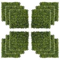 Outsunny 12PCS 50cm x 50cm Artificial Boxwood Panel Milan Grass with Flowers