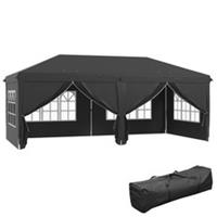 Outsunny 3x6m Garden Pop Up Gazebo Canopy Tent Marquee w/ Carry Bag, Black