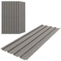 Outsunny Pack of 12 Metal Roofing Sheets for Greenhouse, Grey Wood Effect