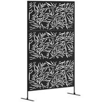 Outsunny Decorative Outdoor Divider Privacy Panel with Stand, Bamboo Black