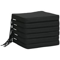 Outsunny Set of 6 Chair Cushion Seat Pads Dining Chair w/ Straps Outdoor Black
