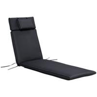 Outsunny Garden Sun Lounger Cushion ONLY, Recliner Pad with Pillow, Black