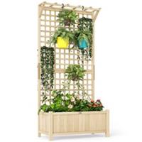 Outsunny Wood Planter with Trellis for Climbing Plants Vines Planter Box Natural