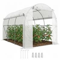 Outsunny Polytunnel Greenhouse with PE Cover, Galvanised Steel Frame, White