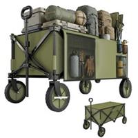 Outsunny Folding Wagon Garden Cart Collapsible Camping Trolley for Outdoor