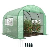 Outsunny 3 x 3 x 2m Polytunnel Greenhouse with Doors and Mesh Windows