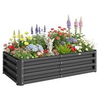 Outsunny 216L Metal Raised Garden Bed Elevated Planter Box for Flowers Grey