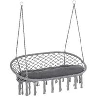 Outsunny Hanging Hammock Chair Macrame Seat for Patio Garden Yard Dark Grey