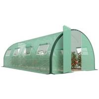 Outsunny Tunnel Greenhouse, Upgraded Structure, Hinged Doors, 6 x 3 m, Green