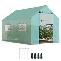 Outsunny Tunnel Greenhouse with PE Cover, Wide Door, 2 x 3 m, Green
