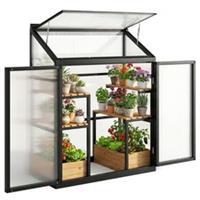 Outsunny 4 x 2ft Polycarbonate Greenhouse, Quick Setup Green House, Black
