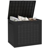 Outsunny 97L Plastic Garden Storage Box, Storage Container w/ Handles Black