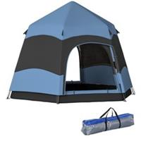 Blue 3 Person Dual Layer Pop Up Camping Tent with Rainfly Outsunny