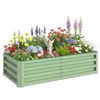 Outsunny Raised Garden Bed Elevated Planter Box for Flowers Light Green