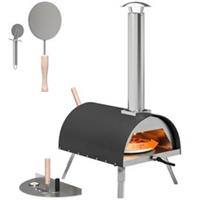 Outsunny Outdoor Pizza Oven Portable w/ 12" Rotating Stone, Thermometer