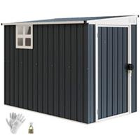 Outsunny 7.6 x 4ft Lean to Garden Storage Shed with Window, Dark Grey