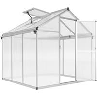 Outsunny 6x6ft Aluminium Greenhouse with/ Door Window Galvanised Base PC Panel