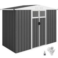 Outsunny 8 x 4 ft Garden Storage Shed, Outdoor Metal Shed, Dark Grey