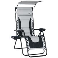 Outsunny Zero Gravity Lounger Chair, Folding Camping Reclining Chair, Grey