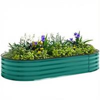 Outsunny Galvanised Metal Raised Garden Bed DIY Planter Box, Light Green