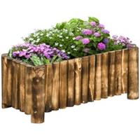 Outsunny Raised Flower Bed Wooden Rectangualr Planter Container Box Wood 4 Feet