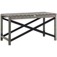 Outsunny Outdoor Coffee Table, PE Rattan Side Table w/ Plastic Board, Grey