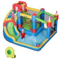 Outsunny Kids Inflatable Bouncy Castle 6 in 1 Water Slide Water Gun