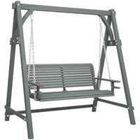 Outsunny 2 Seater Wooden Garden Swing Seat Hammock Bench Lounger, Grey